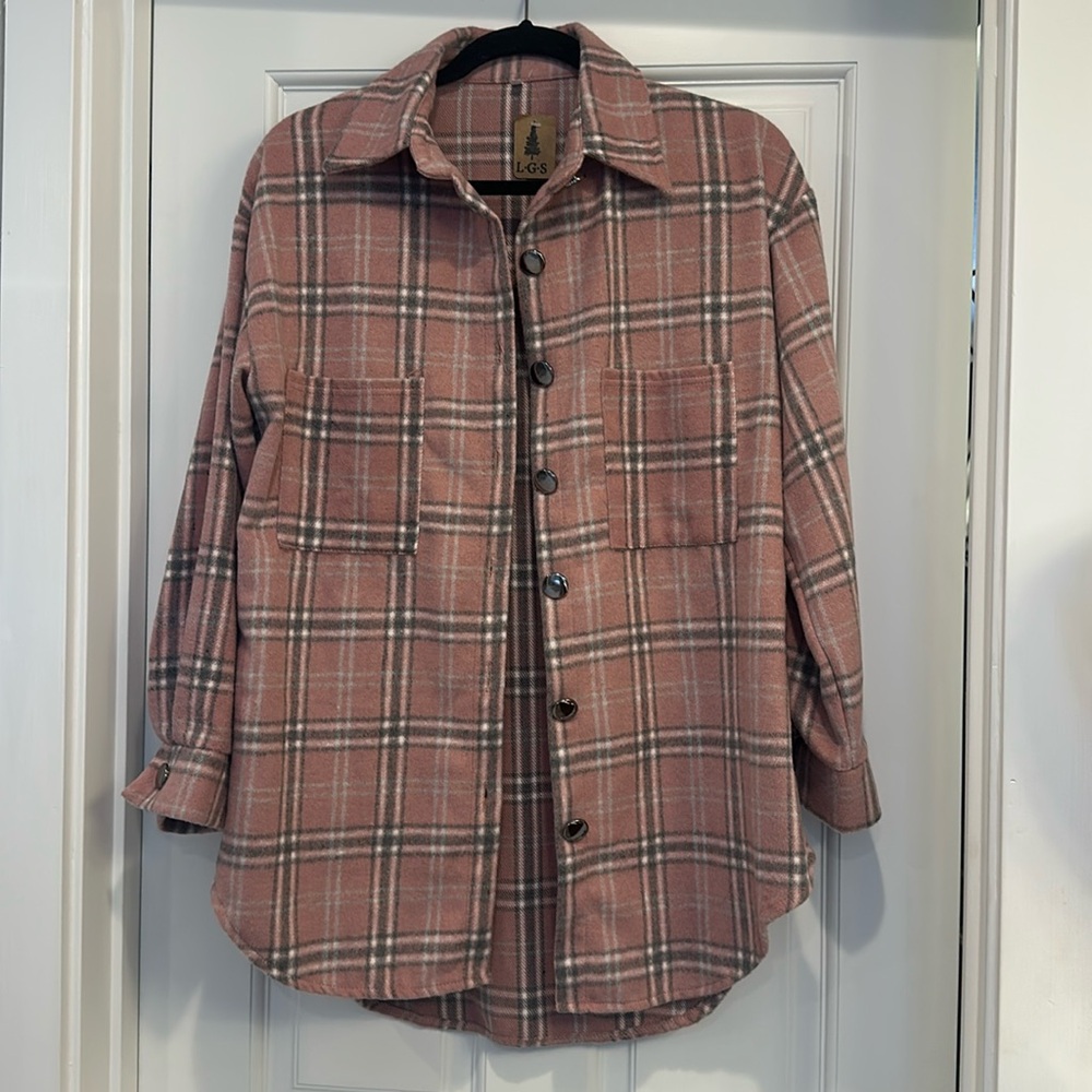 Flannel button down shacket. Soft brushed flannel. Size L. Smoke free home.